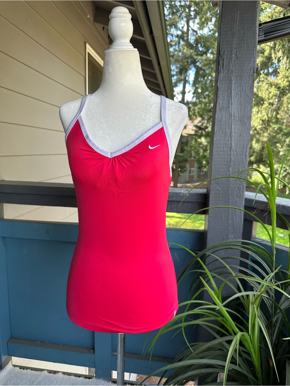 Nike Women's Bright Pink Performance Camisole with Light Gray Trim for